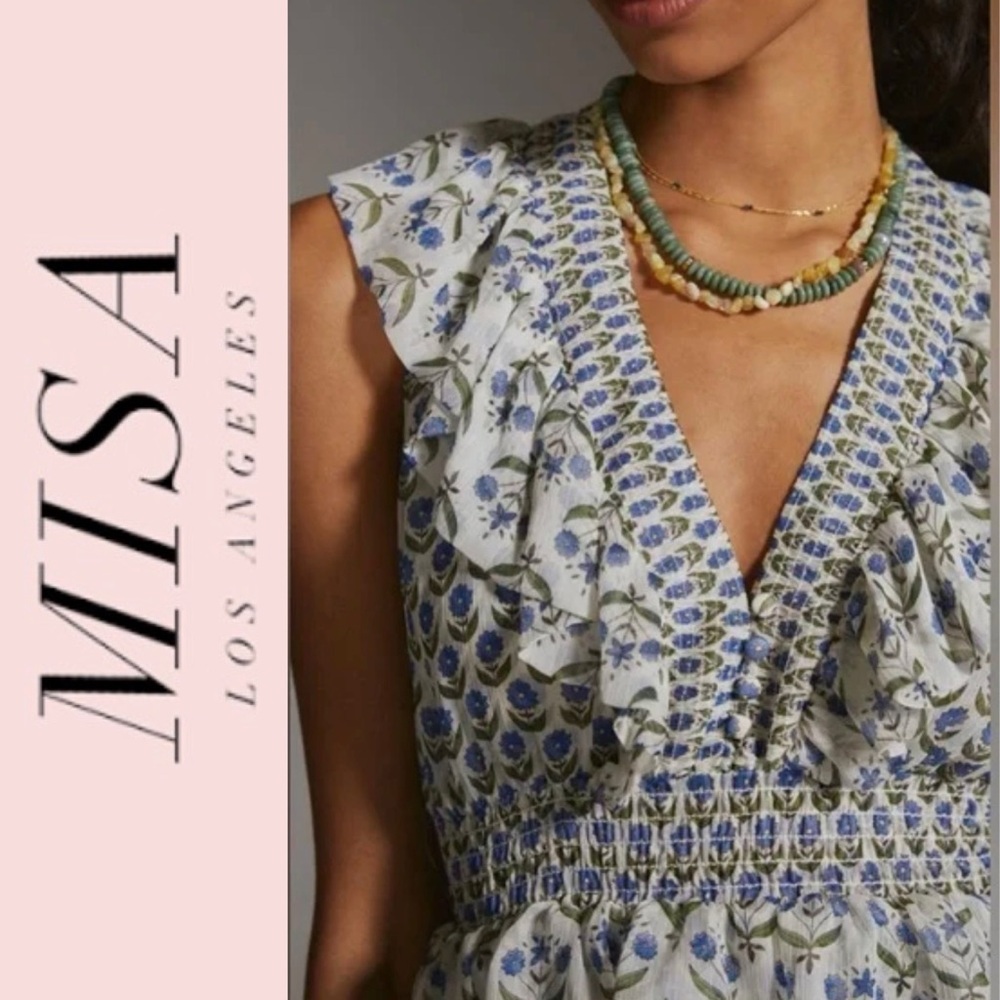 NEW MISA Los Angeles Ruffle-Tiered Ingrid Floral Maxi Dress S - Picture 3 of 12
